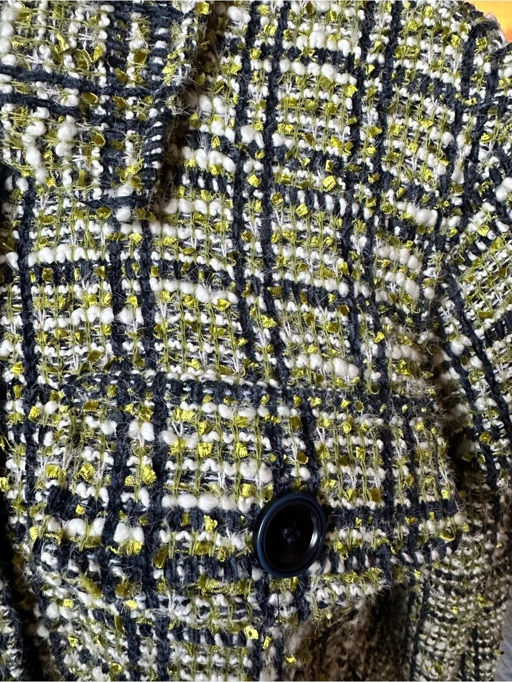 NWOT Liverpool Woven Tweed Button-Front Jacket in Olive Plaid